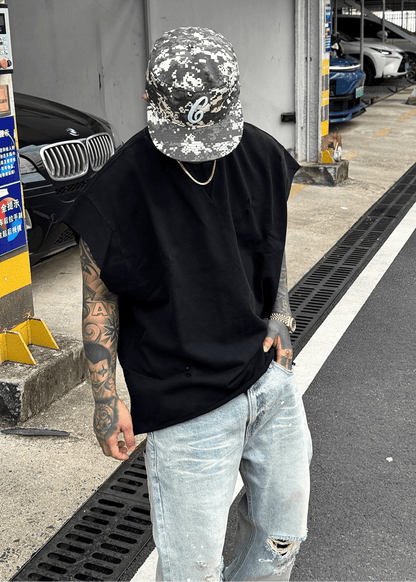 Distressed Oversized Sleeveless T-Shirt - Rick Circus