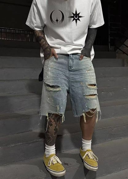 Distressed Paint - Splattered Denim Shorts - Rick Circus