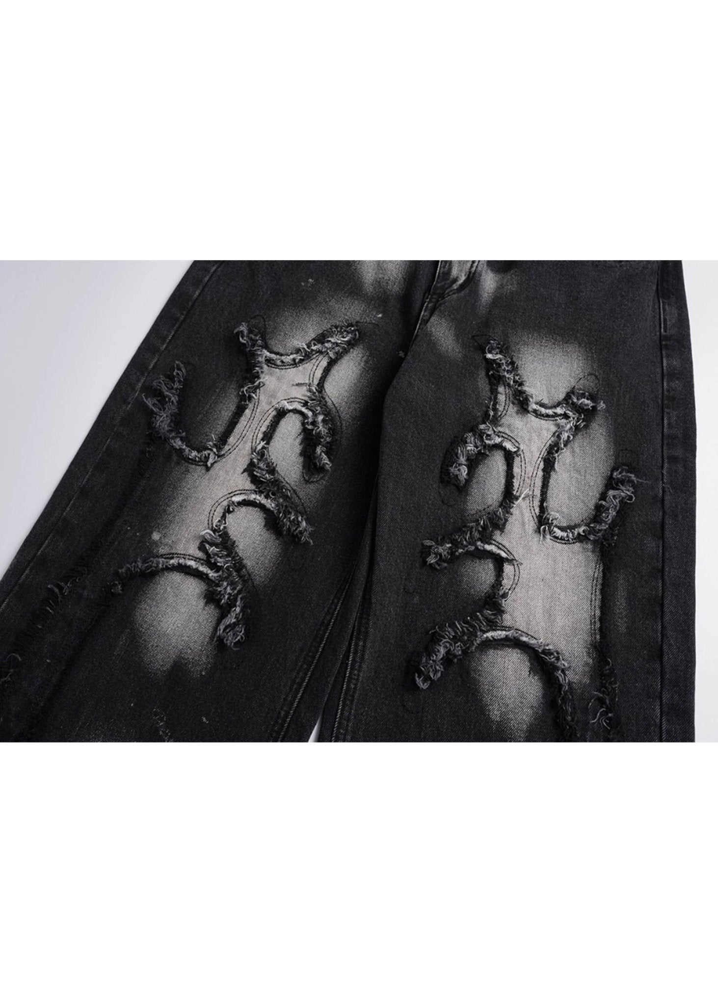 Distressed Patch Embroidery Jeans - Rick Circus