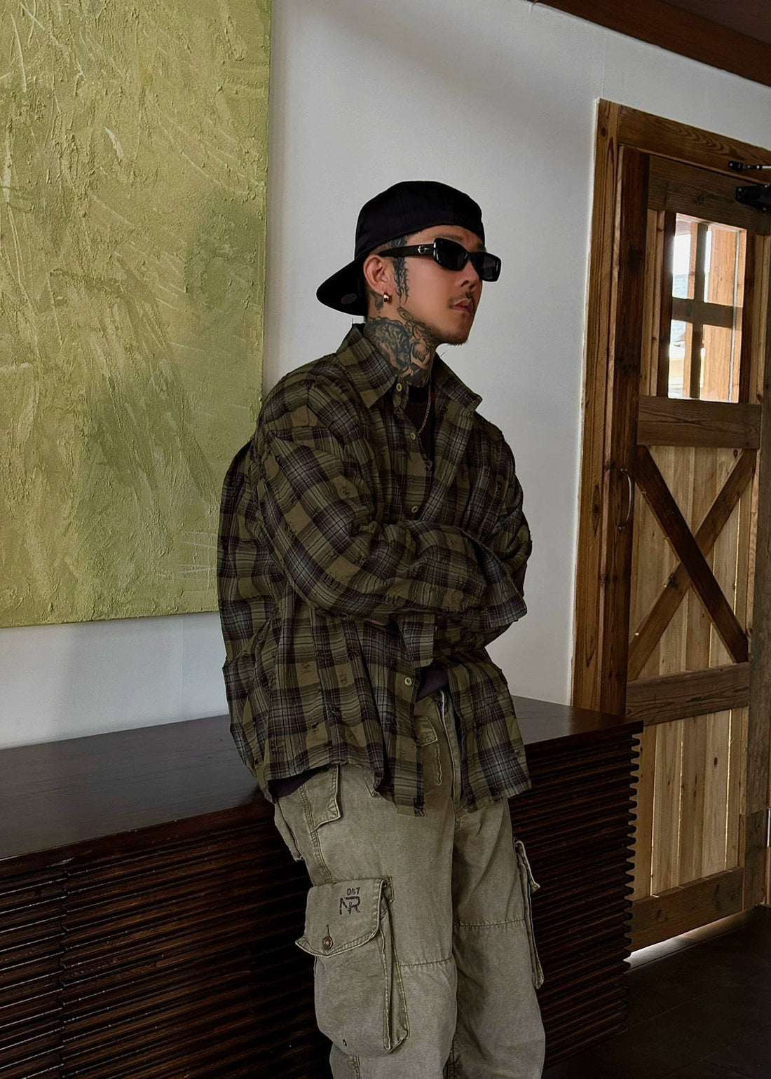 Distressed Plaid Oversized Shirt - Rick Circus