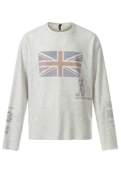 Distressed Printed Long Sleeve Waffle T-Shirt - Rick Circus