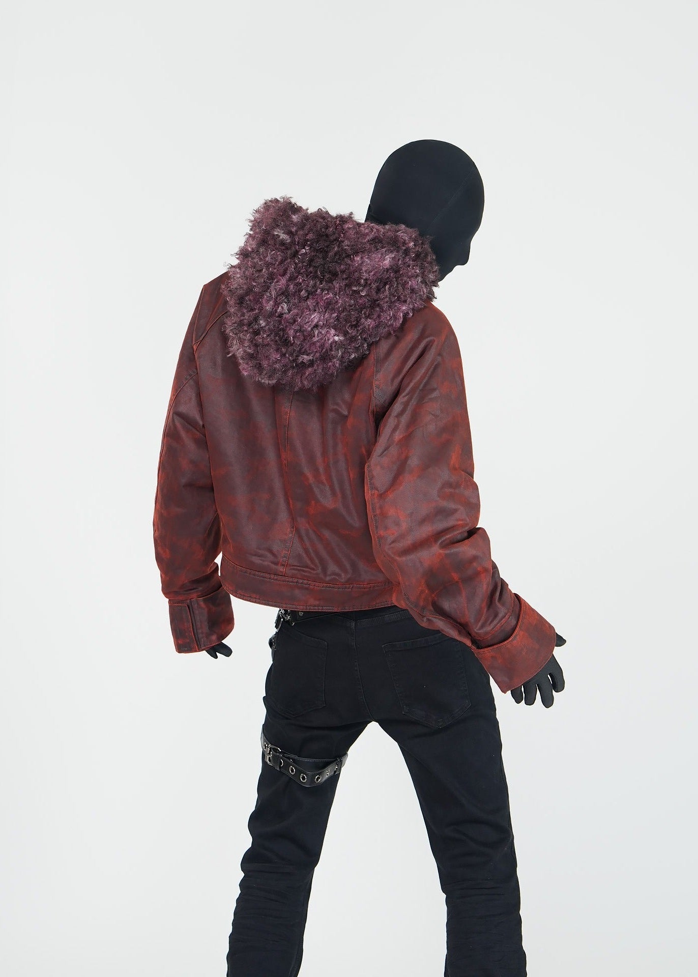 Distressed Red Hooded Puffer Jacket - Rick Circus