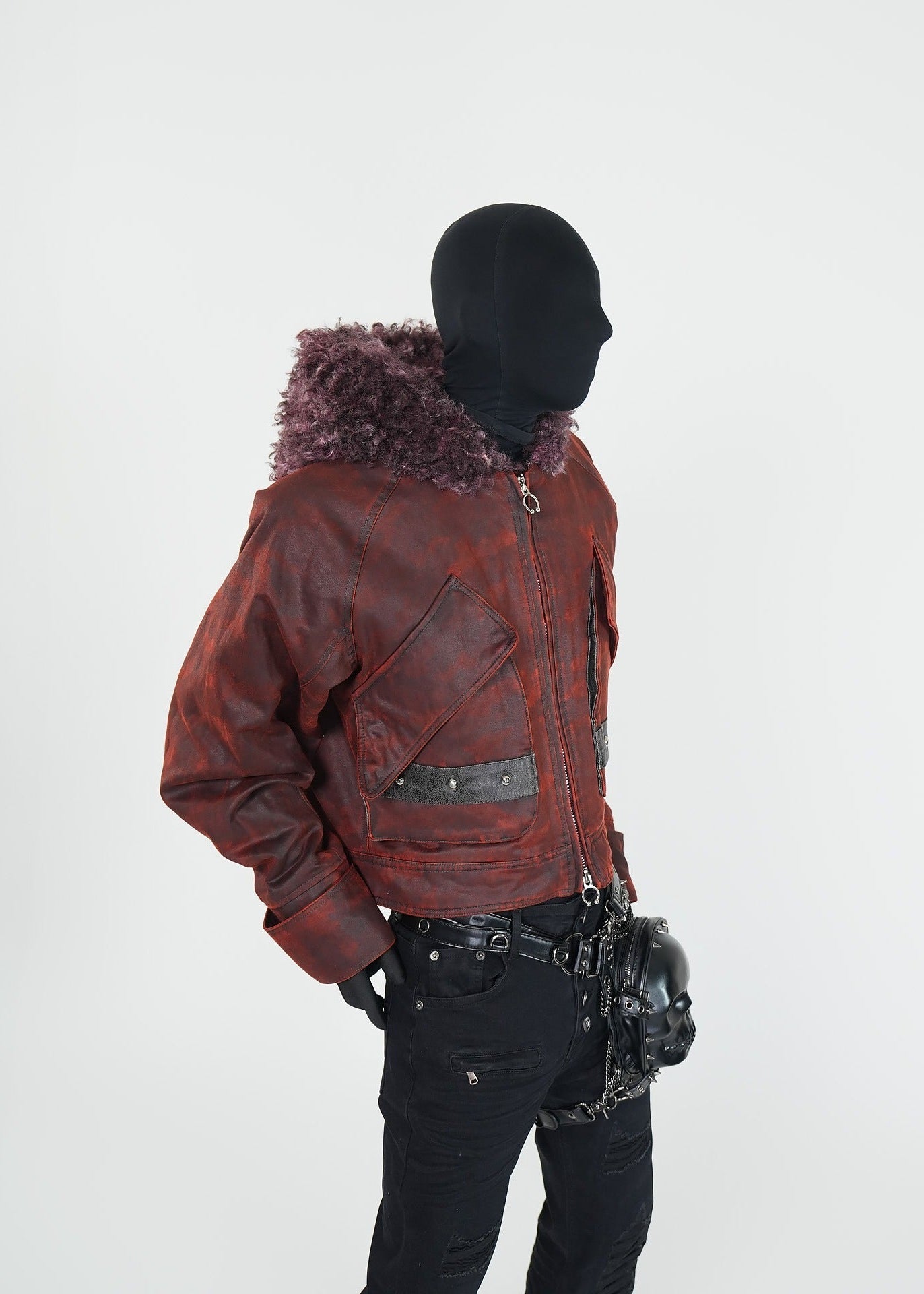 Distressed Red Hooded Puffer Jacket - Rick Circus