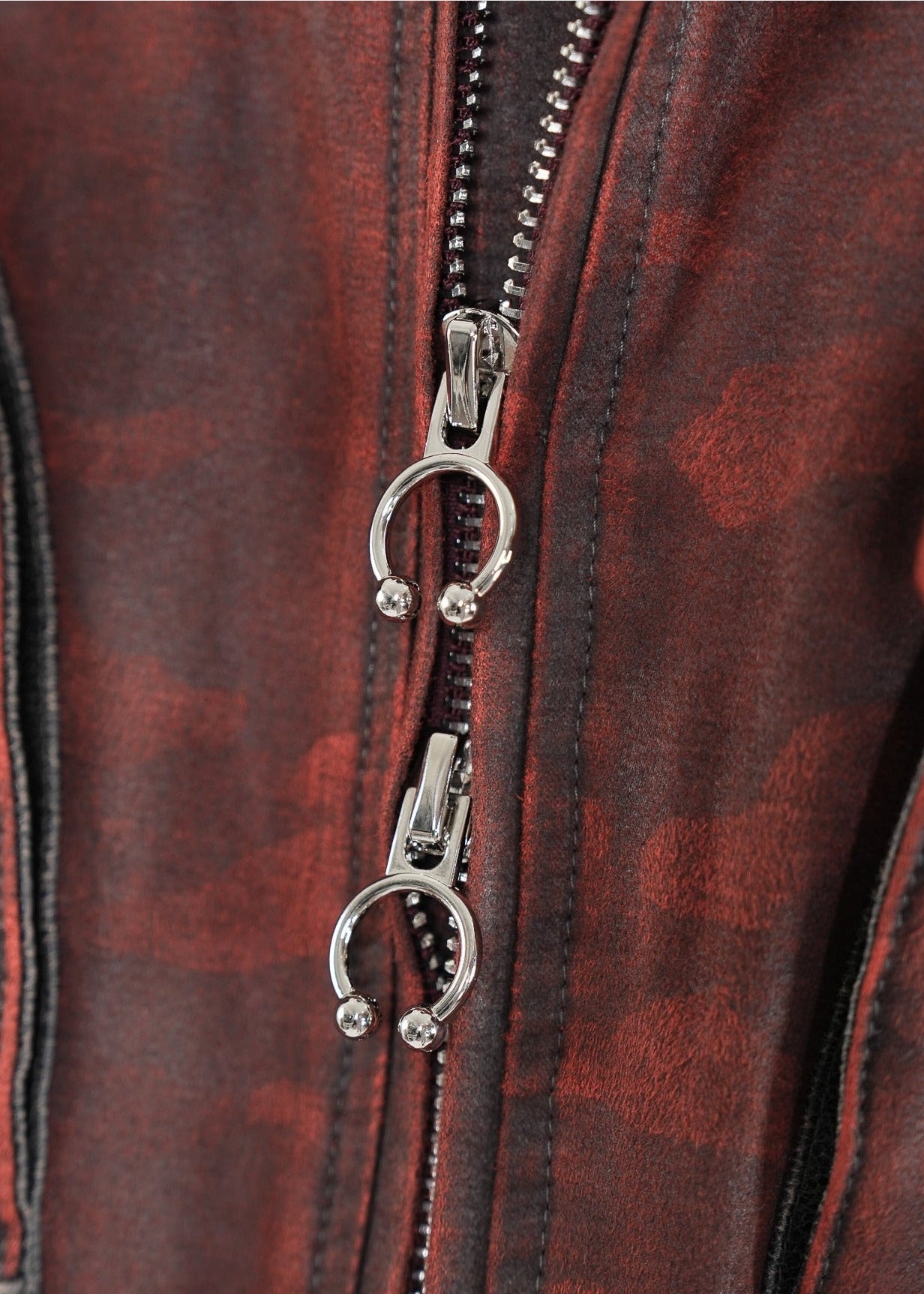 Distressed Red Hooded Puffer Jacket - Rick Circus