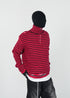Distressed Red Striped Half - Zip Knit Sweater - Rick Circus