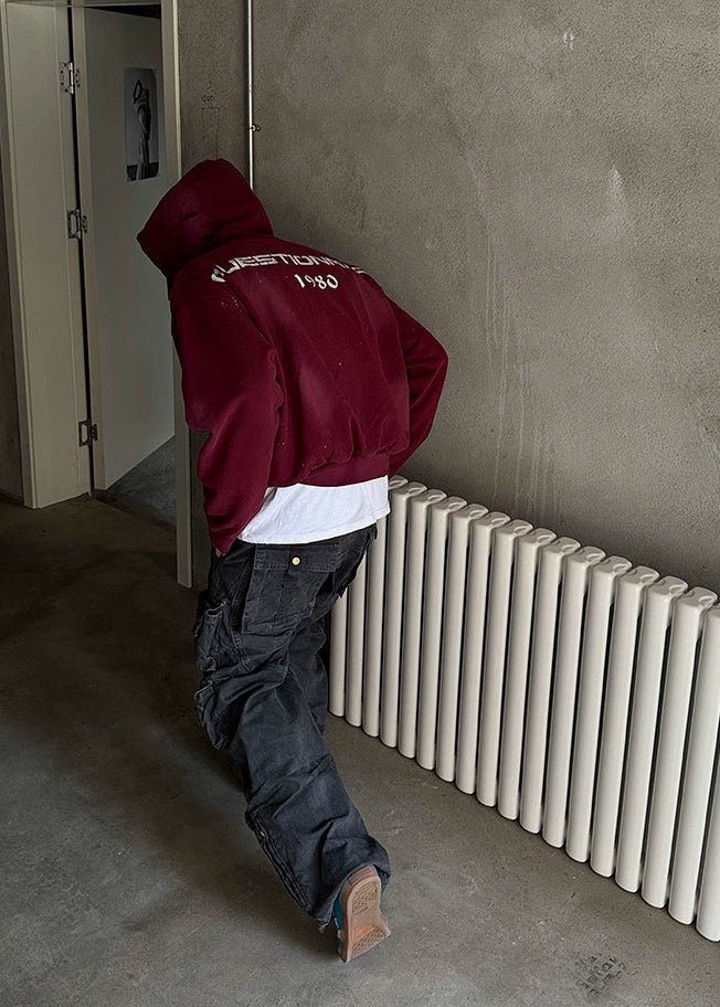 Distressed Splatter Print Zip Hoodie - Rick Circus