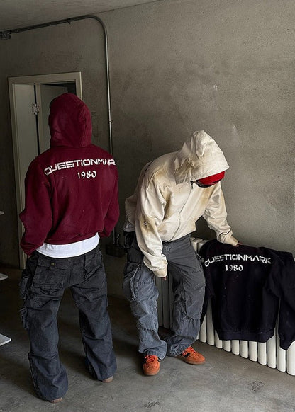 Distressed Splatter Print Zip Hoodie - Rick Circus