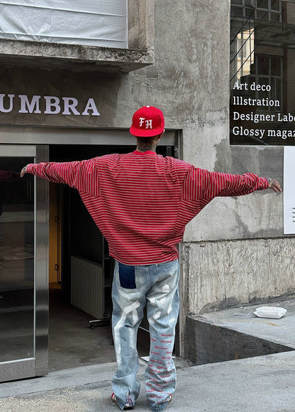 Distressed Striped Long Sleeve - Rick Circus