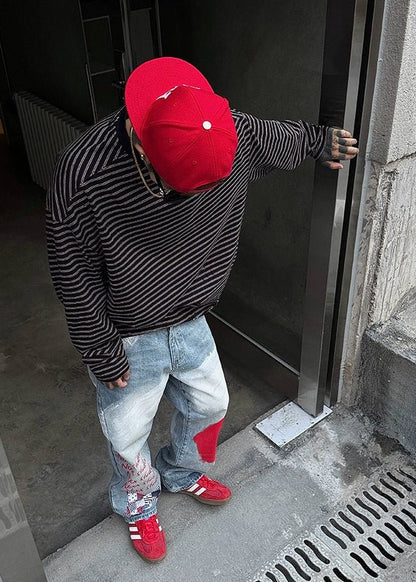 Distressed Striped Long Sleeve - Rick Circus