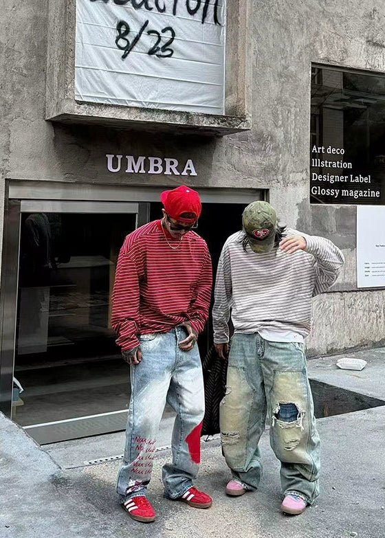 Distressed Striped Long Sleeve - Rick Circus