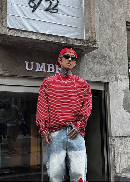 Distressed Striped Long Sleeve - Rick Circus