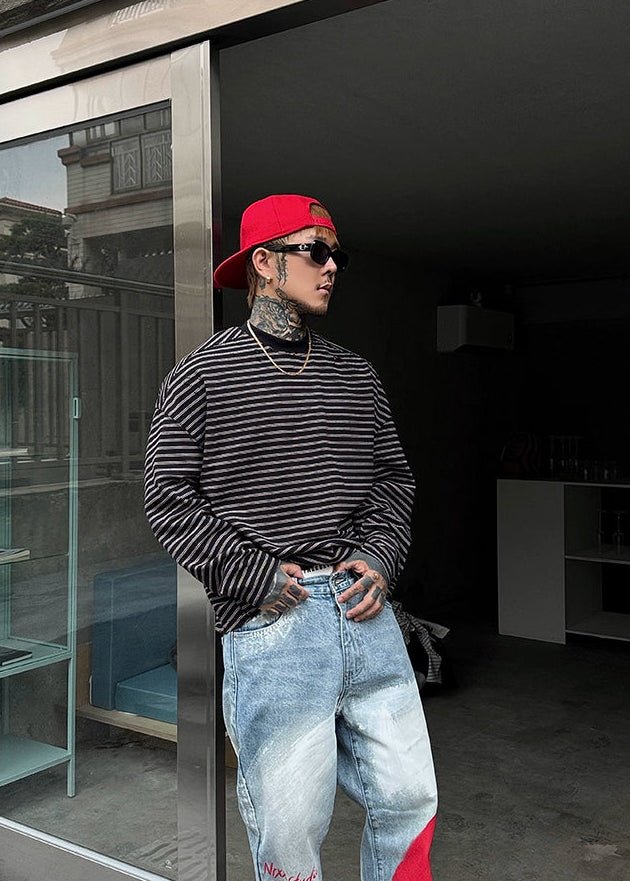 Distressed Striped Long Sleeve - Rick Circus