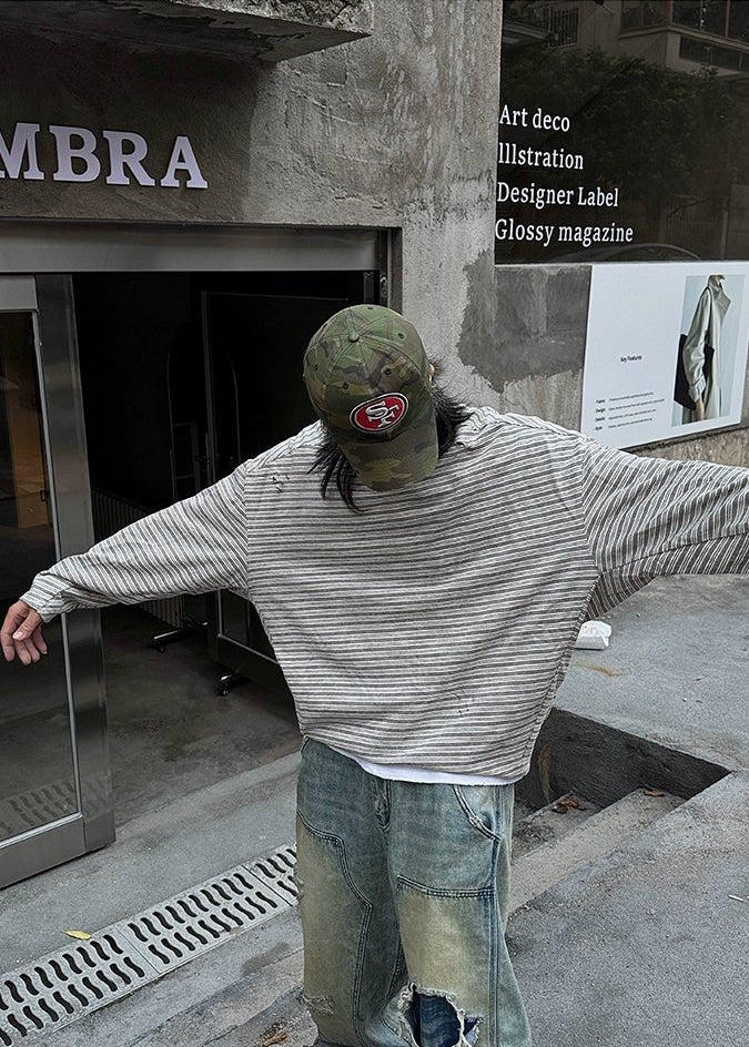 Distressed Striped Long Sleeve - Rick Circus