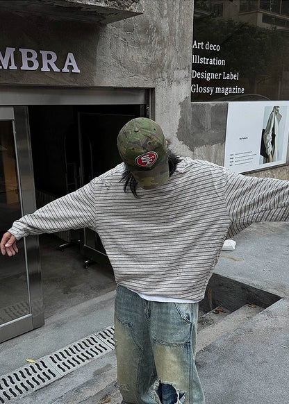 Distressed Striped Long Sleeve - Rick Circus