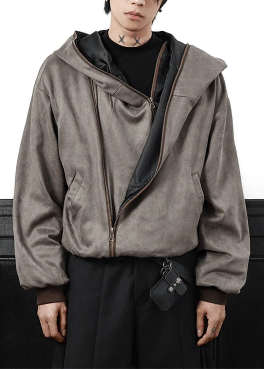 Distressed Suede Hoodie Jacket - Rick Circus