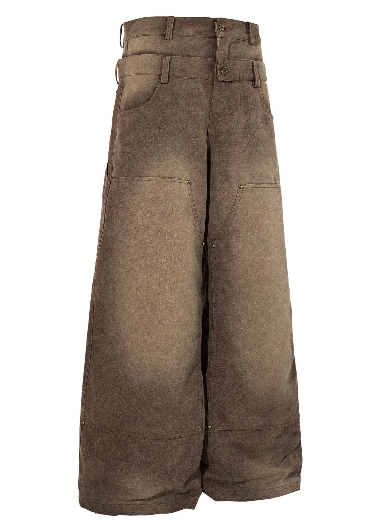 Distressed Washed Rivet Wide Leg Jeans - Rick Circus