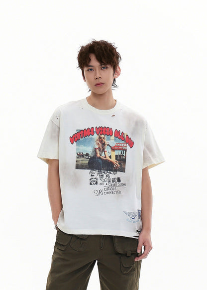 Distressed Washed Streetwear Tee - Rick Circus