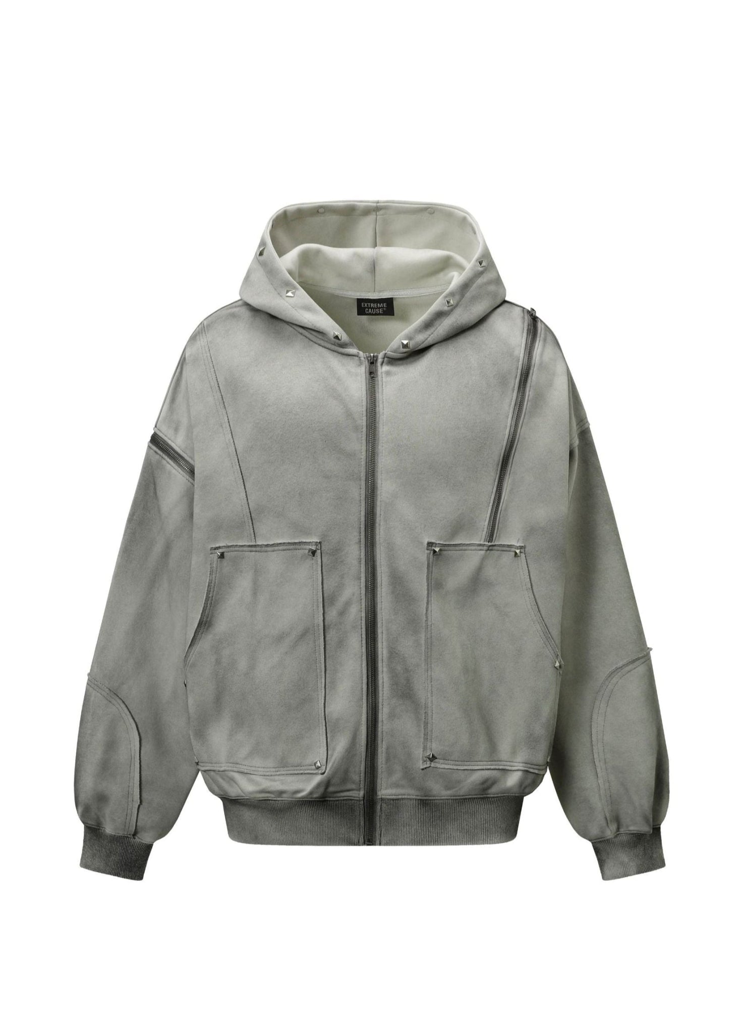 Distressed Washed Zip Hoodie - Rick Circus