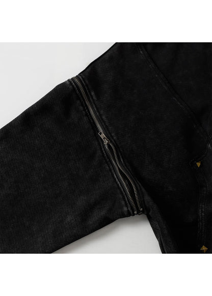 Distressed Washed Zip Hoodie - Rick Circus