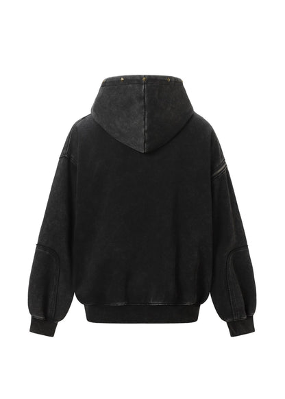 Distressed Washed Zip Hoodie - Rick Circus