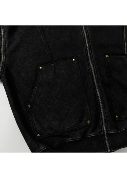 Distressed Washed Zip Hoodie - Rick Circus