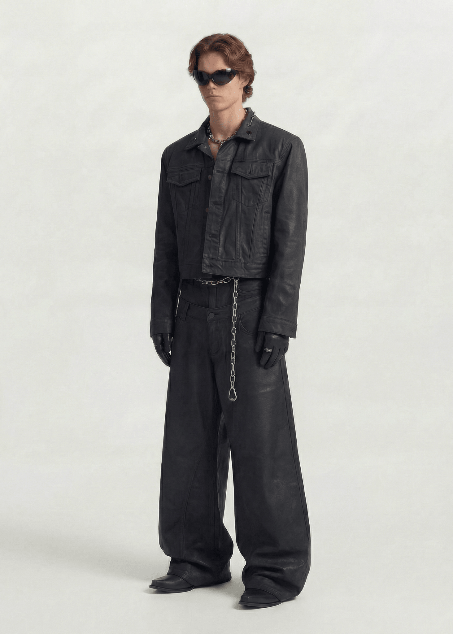 Distressed Waxed Wide Leg Pants - Rick Circus