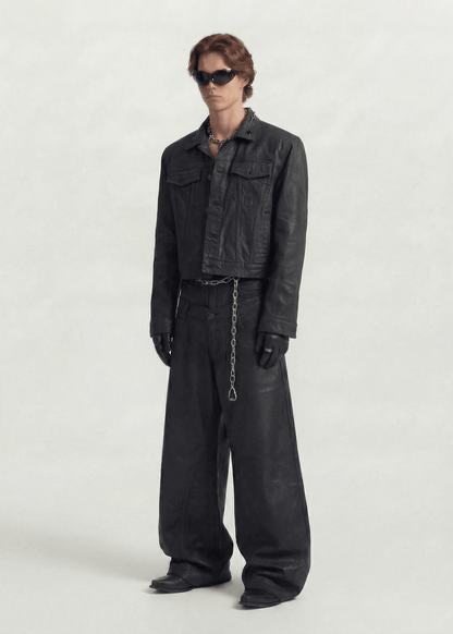 Distressed Waxed Wide Leg Pants - Rick Circus