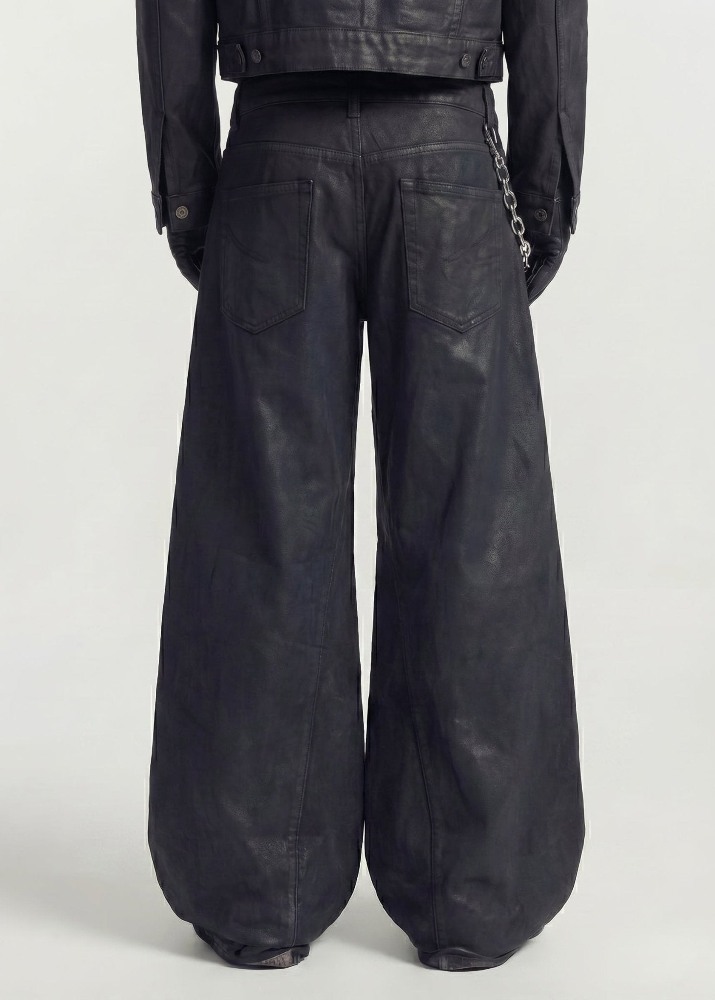 Distressed Waxed Wide Leg Pants - Rick Circus
