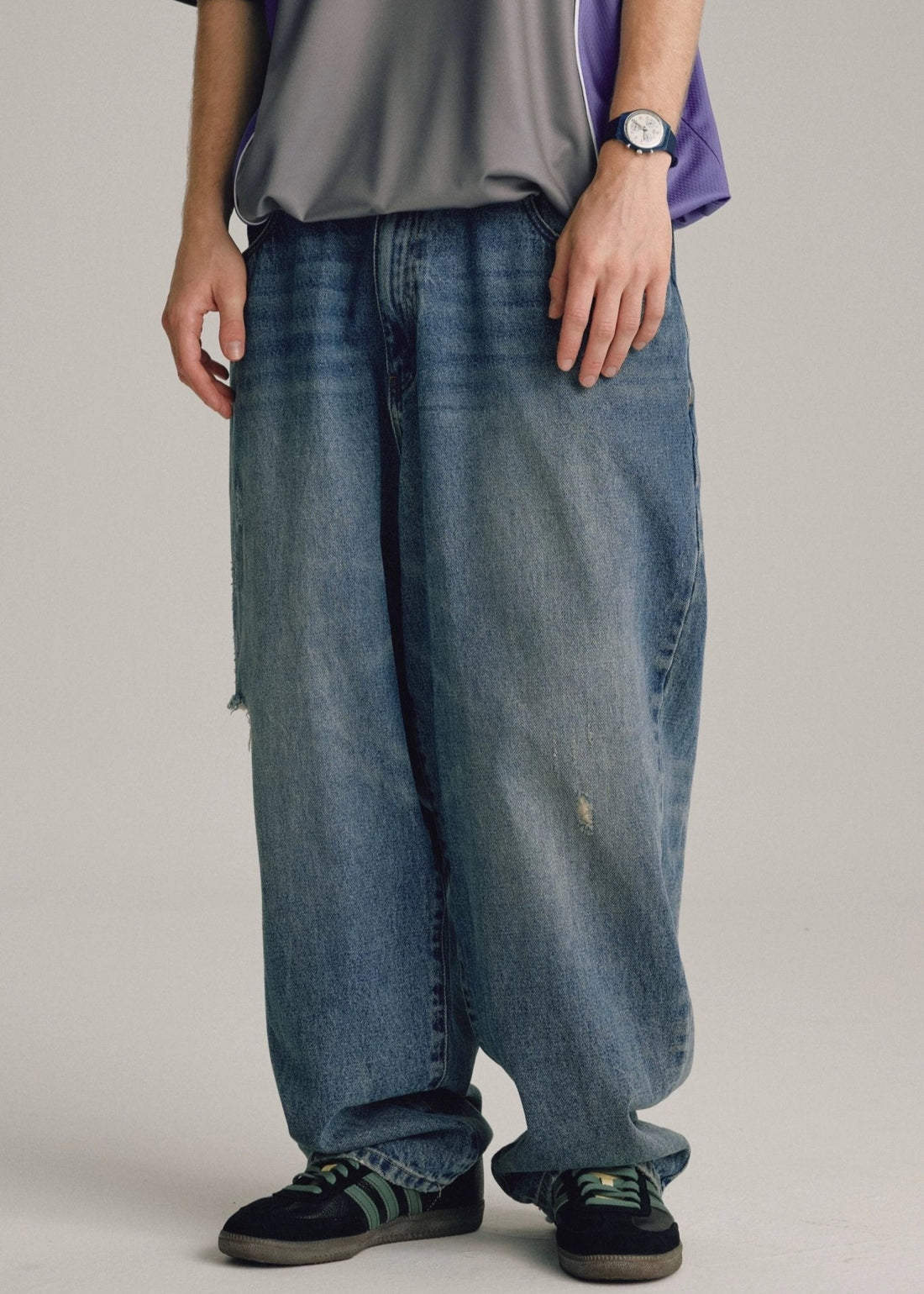 Distressed Wide - Leg Denim Jeans - Rick Circus