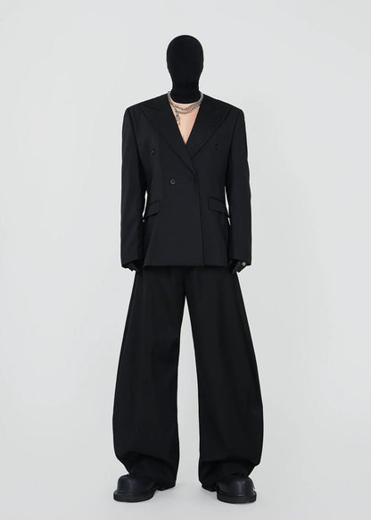Double - Breasted Black Blazer in Structured Tailoring - Rick Circus