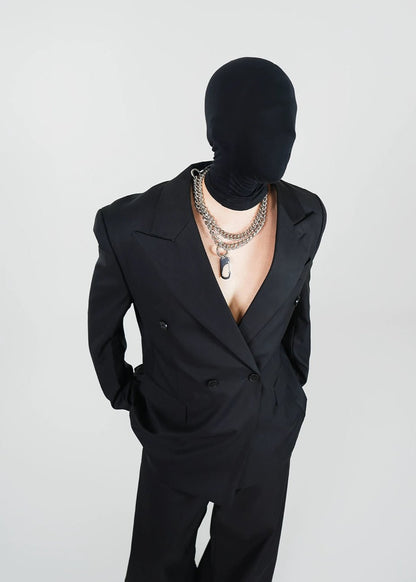 Double - Breasted Black Blazer in Structured Tailoring - Rick Circus