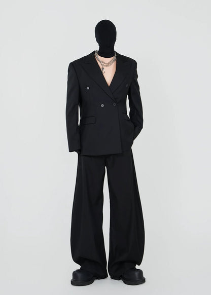 Double - Breasted Black Blazer in Structured Tailoring - Rick Circus