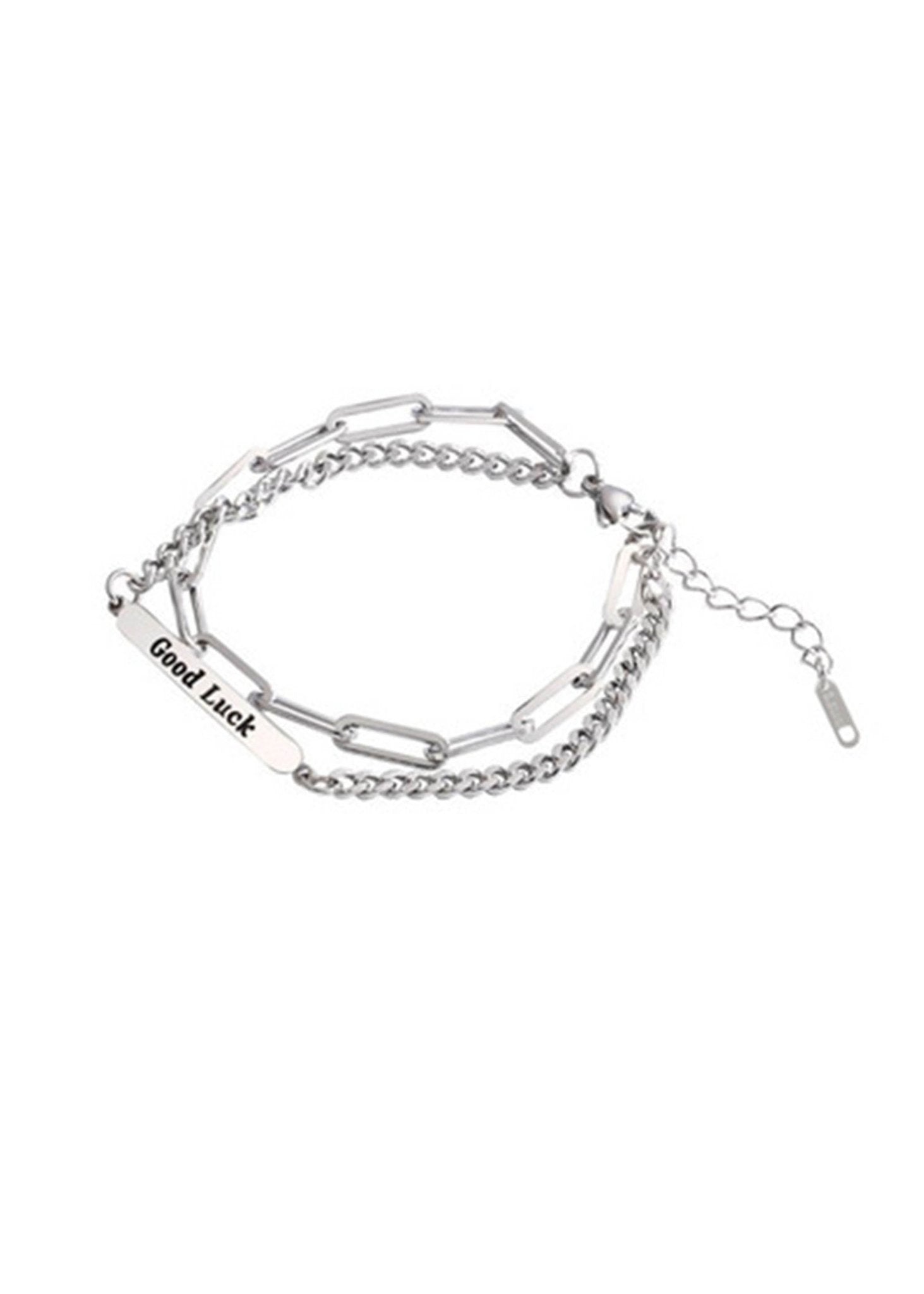 Double Layer Letter Tag Stainless Steel Chain Bracelet - Rick Circus