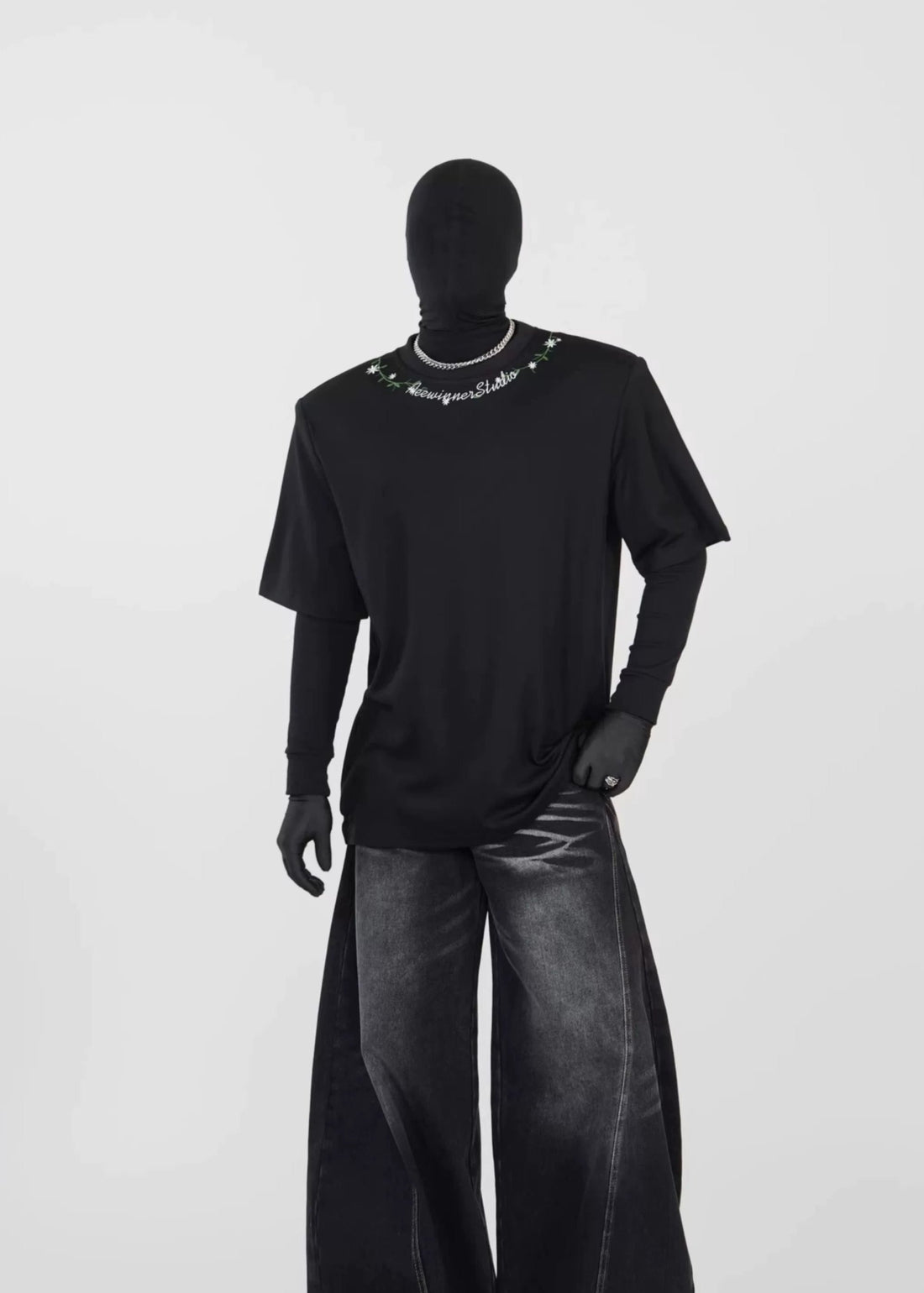 Embroidered Gothic Lettering Tee - Rick Circus