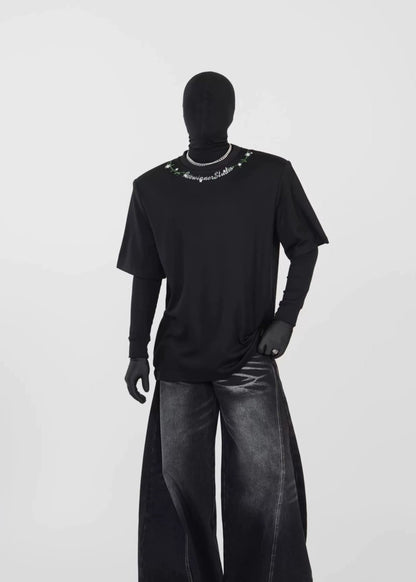 Embroidered Gothic Lettering Tee - Rick Circus