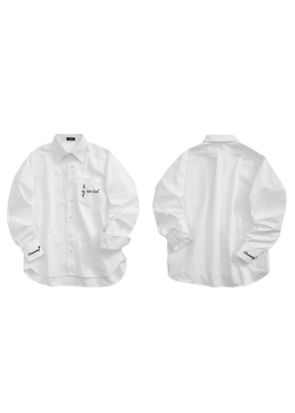 Embroidered White Long Sleeve Shirt - Rick Circus