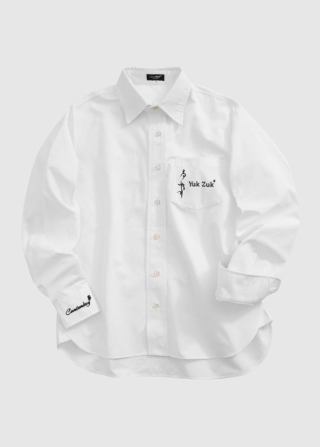 Embroidered White Long Sleeve Shirt - Rick Circus