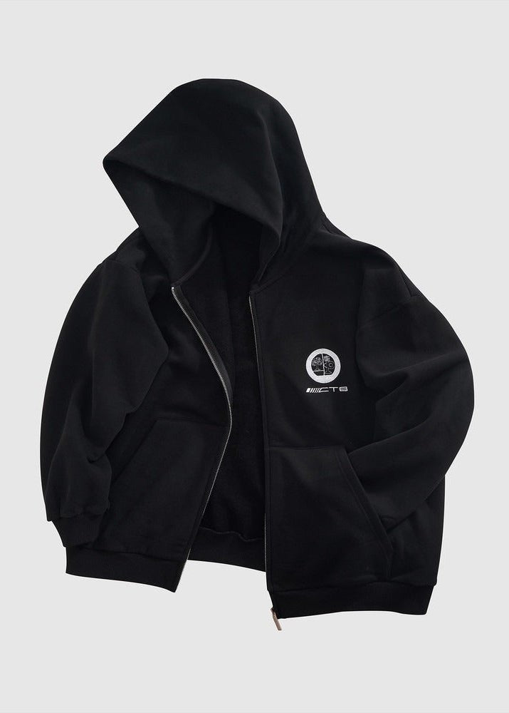 Embroidered Zip - Up Hoodie - Rick Circus