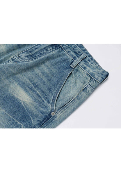 Embroidery Wide Leg Washed Denim Jeans - Rick Circus