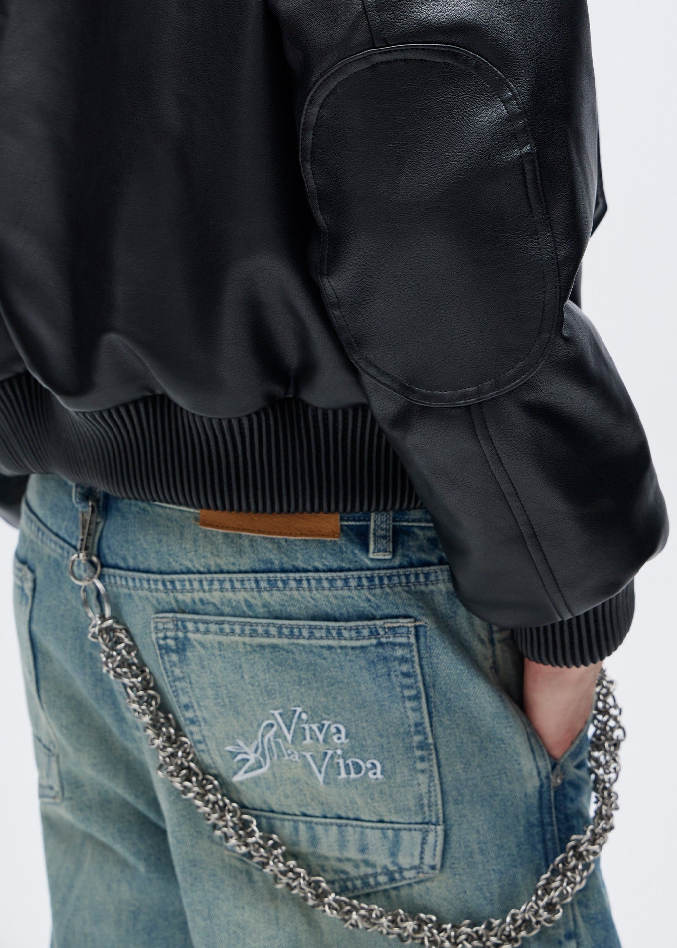 Embroidery Wide Leg Washed Denim Jeans - Rick Circus