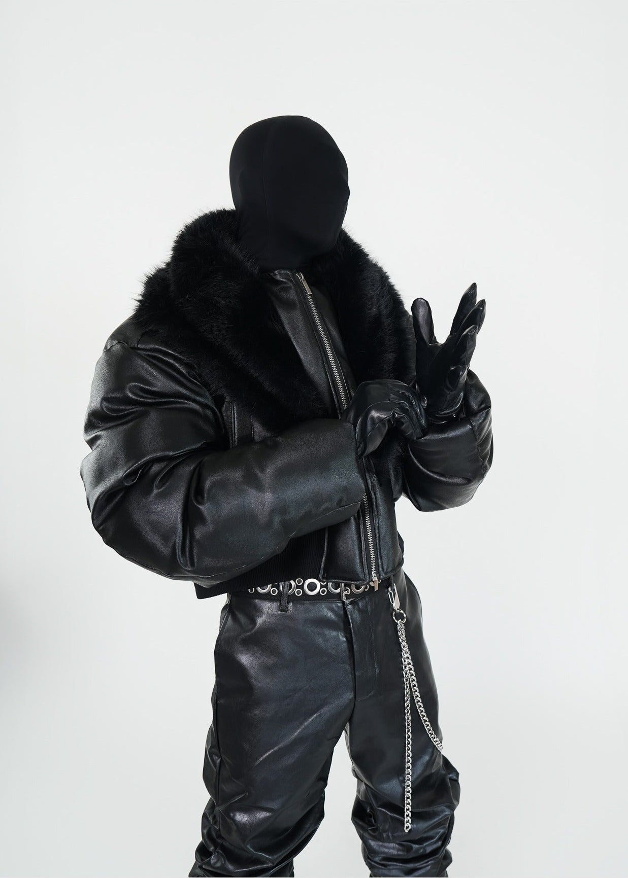 Faux Fur Collar PU Puffer Jacket - Rick Circus