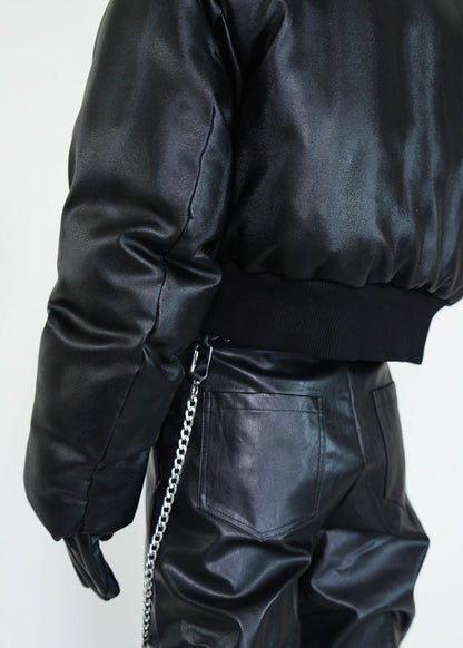 Faux Fur Collar PU Puffer Jacket - Rick Circus