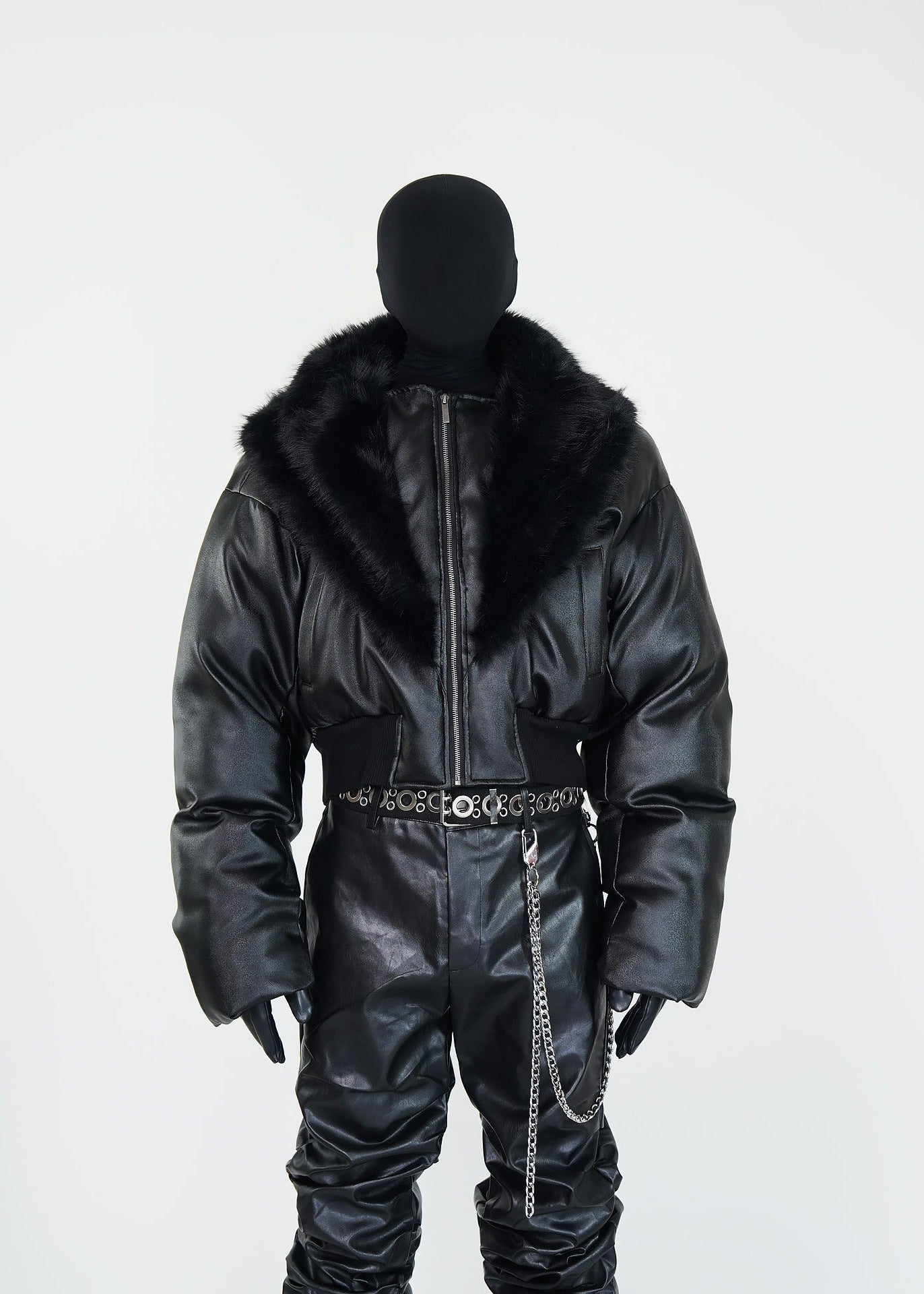 Faux Fur Collar PU Puffer Jacket - Rick Circus