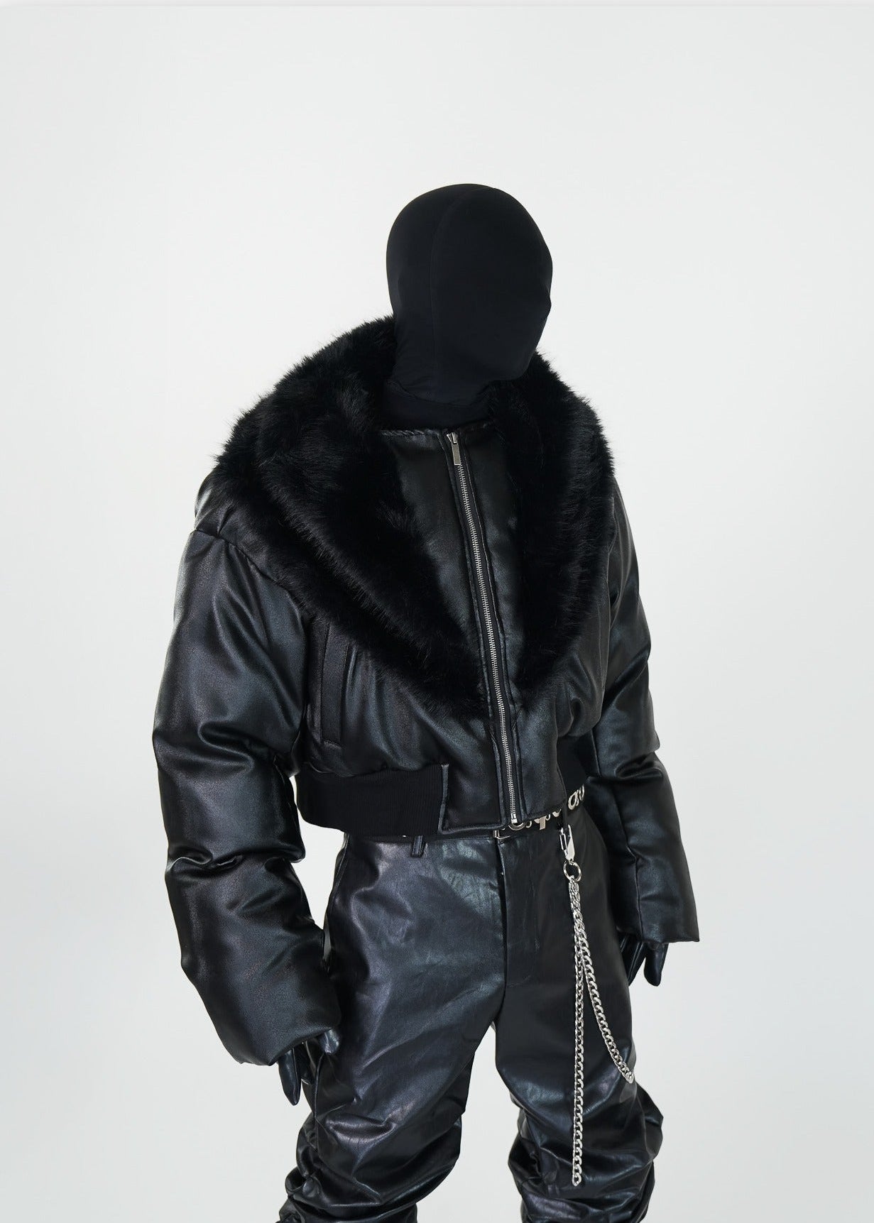 Faux Fur Collar PU Puffer Jacket - Rick Circus