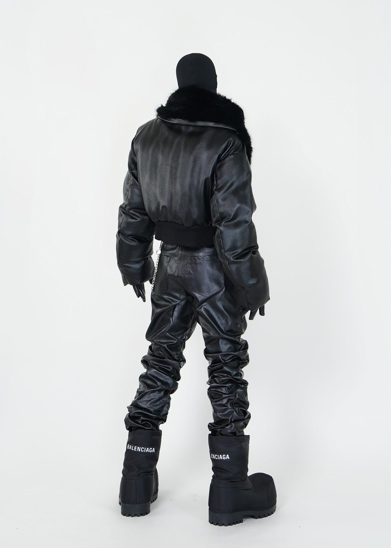 Faux Fur Collar PU Puffer Jacket - Rick Circus