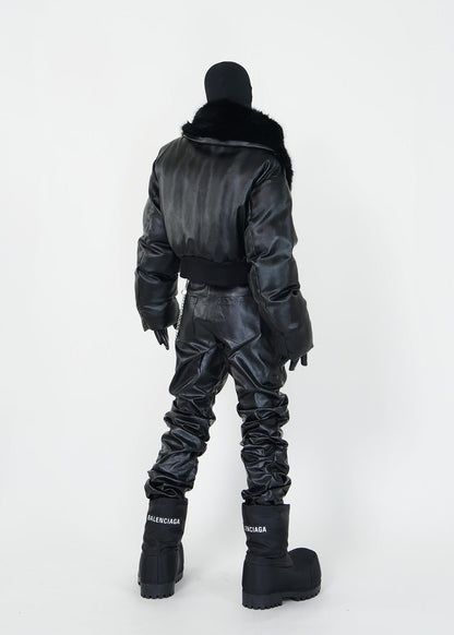 Faux Fur Collar PU Puffer Jacket - Rick Circus