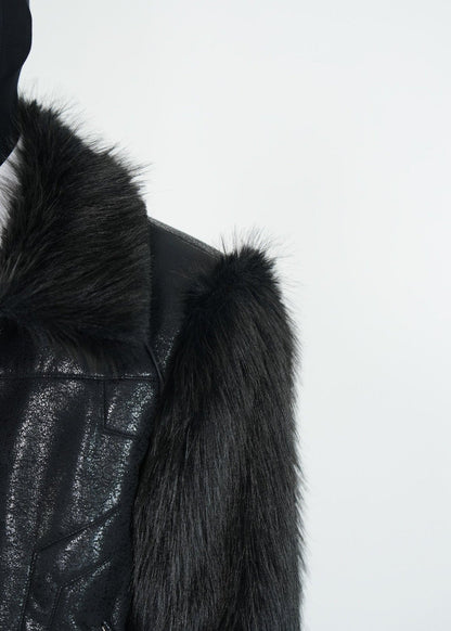 Faux Fur Panel PU Jacket - Rick Circus
