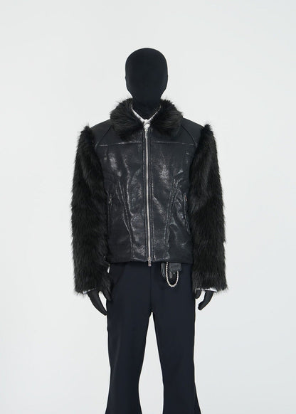 Faux Fur Panel PU Jacket - Rick Circus