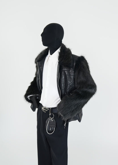 Faux Fur Panel PU Jacket - Rick Circus