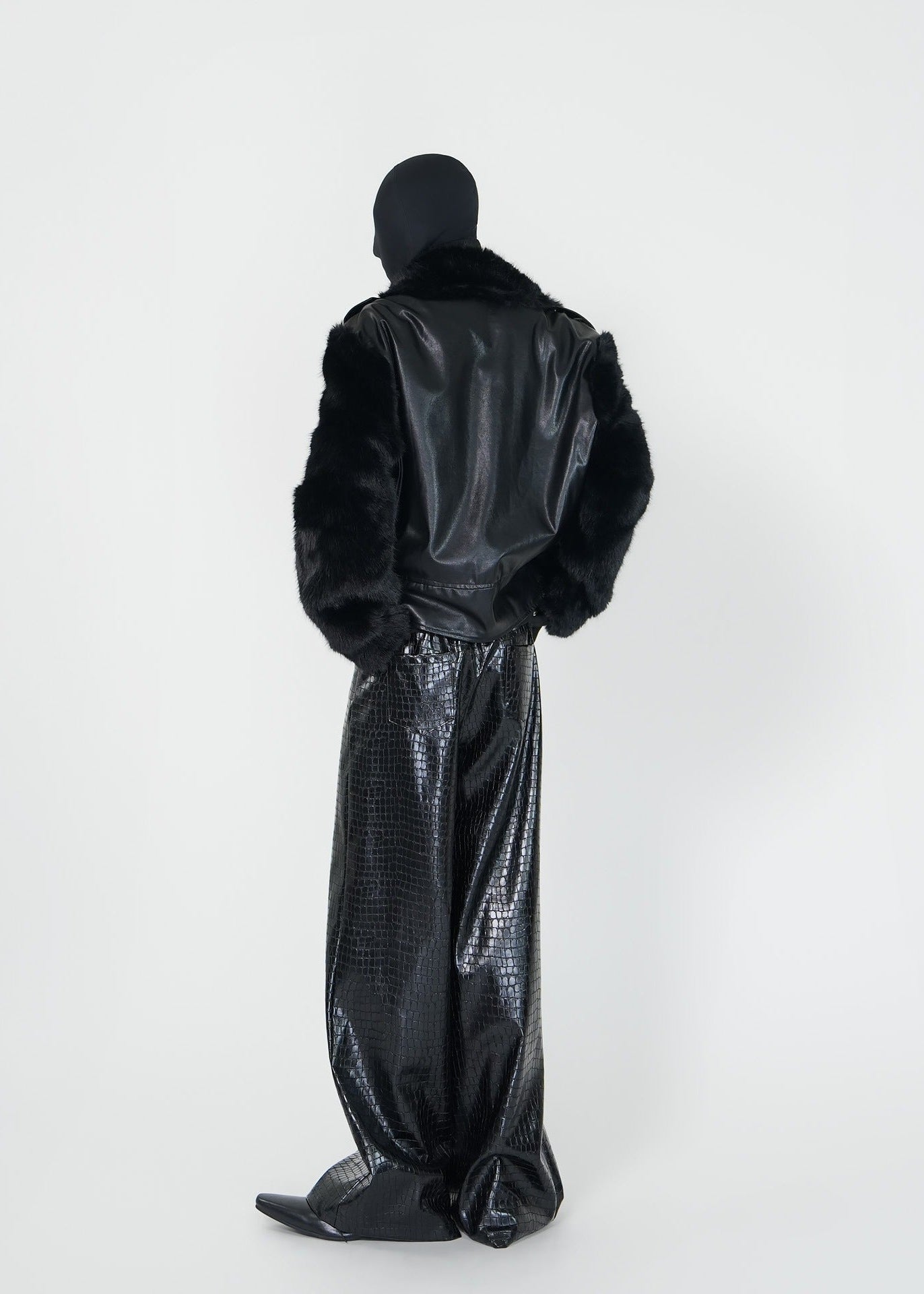 Faux Fur Trim PU Leather Biker Jacket - Rick Circus